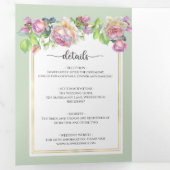 Chic Blush Floral Wedding Drei-Falten Einladung (Innen Erste Seite)
