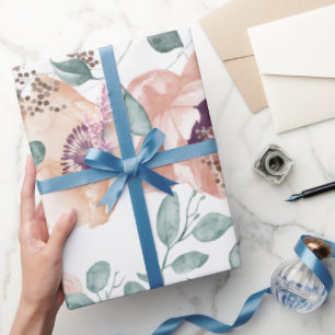 Chic Blush Floral Wedding Geschenkpapier