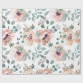 Chic Blush Floral Wedding Geschenkpapier (Flach)