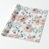 Chic Blush Floral Wedding Geschenkpapier (Ungerollt)