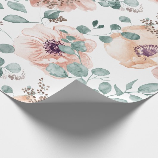 Chic Blush Floral Wedding Geschenkpapier (Ecke)