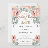 Chic Blush Floral Wedding Save The Date (Vorderseite)