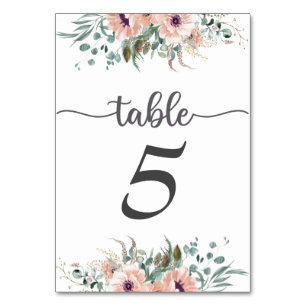 Chic Blush Floral Wedding Tischnummer