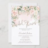 Chic Blush Flowers Bridal Shower Einladung (Vorderseite)