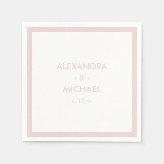 Chic Blush Französisch Inspirierte Hochzeit Serviette (Vorderseite)