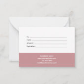 Chic Blush | Geschenkgutschein für Elegante Dusty Mitteilungskarte (Rückseite)