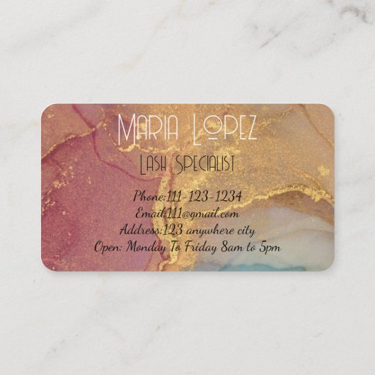 CHIC BLUSH GLITZER MARBLE EFFECKT VISITENKARTE (Rückseite)