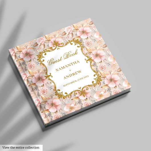 Chic Blush Gold Boho Wedding Gästebuchsignierung Gästebuch