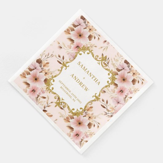 Chic Blush Gold Boho Wedding Napkins Serviette (Ecke)