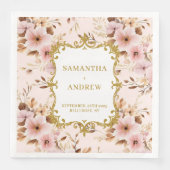 Chic Blush Gold Boho Wedding Napkins Serviette (Vorderseite)