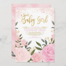 Chic Blush Gold Garden Blumen Rose Babydusche