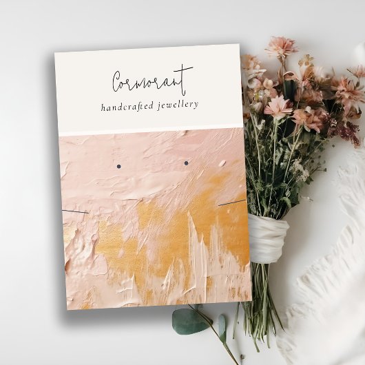 Chic Blush Gold Ölmalerei Textur Erdnekklammer Visitenkarte