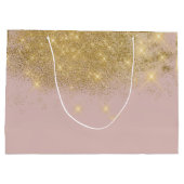 Chic Blush | Goldstaub-Monogramm-Hochzeit Große Geschenktüte (Rückseite)