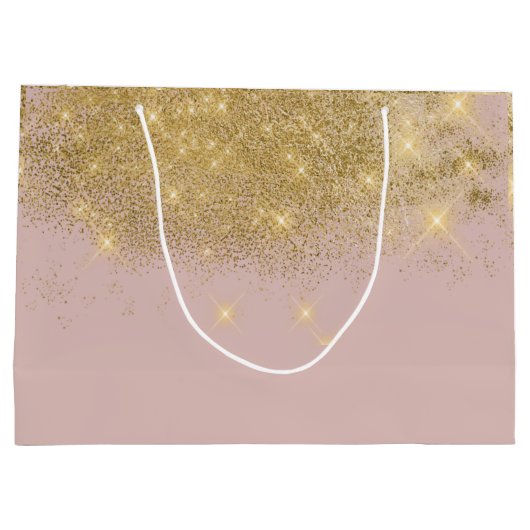 Chic Blush | Goldstaub-Monogramm-Hochzeit Große Geschenktüte (Rückseite)