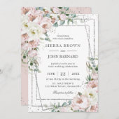Chic Blush Ivory Peonies Floral Geometric Wedding Einladung (Vorne/Hinten)