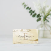 Chic Blush Monogram Gold Glitzer Marble Agate Visitenkarte (Stehend Vorderseite)