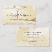 Chic Blush Monogram Gold Glitzer Marble Agate Visitenkarte (Vorne/Hinten)