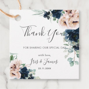 Chic Blush Navy Blumengrün Hochzeit Vielen Dank Geschenkanhänger