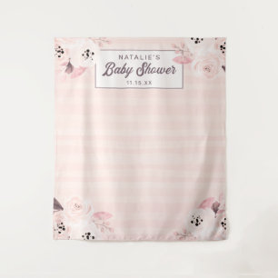 Chic Blush & Peach Floral Fotografy Background Wandteppich