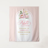 Chic blush petals and prosecco bridal party banner wandteppich (Vorderseite)