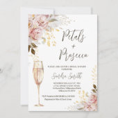 Chic Blush Petals Prosecco QR Code Brautparty Einladung (Vorderseite)