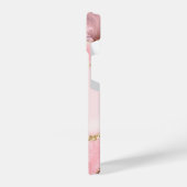Chic Blush Pink Agate Geode Gold Script Monogram iPhone Hülle (Linke Seite)