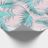Chic Blush Pink Aqua Blauer Palm Frontsatz Muster Geschenkpapier (Ecke)