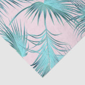 Chic Blush Pink Aqua Blauer Palm Frontsatz Muster Seidenpapier (Detail)