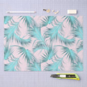 Chic Blush Pink Aqua Blauer Palm Frontsatz Muster Seidenpapier (Handwerk)