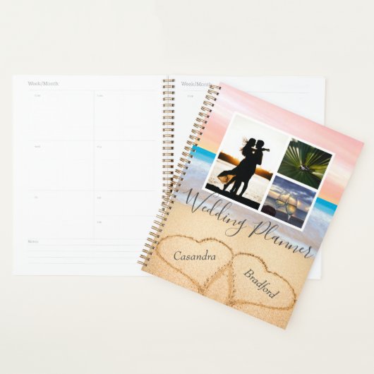 Chic Blush Pink Beach 2 Herz in Sand Hochzeit Planer (Anzeige)