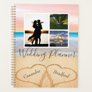 Chic Blush Pink Beach 2 Herz in Sand Hochzeit Planer