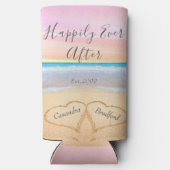 Chic Blush Pink Beach Hochzeit 2 Herzen Selters Dosenkühler (Rückseite)