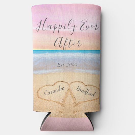 Chic Blush Pink Beach Hochzeit 2 Herzen Selters Dosenkühler (Vorderseite)