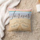 Chic Blush Pink Beach Paare Herz Sand Kissen (Decke)