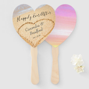 Chic Blush Pink Beach Wedding Herz Sand Gefallen Fächer
