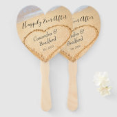 Chic Blush Pink Beach Wedding Herz Sand Gefallen Fächer (Vorne und Hinten)