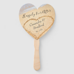 Chic Blush Pink Beach Wedding Herz Sand Gefallen Fächer