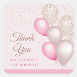 Chic Blush Pink Beige Balloons Geburtstag Vielen D Quadratischer Aufkleber