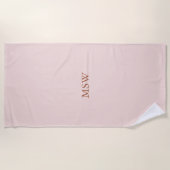Chic Blush Pink benutzerdefinierte Monogramm Initi Strandtuch (Vorderseite)
