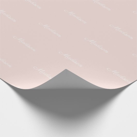 Chic Blush Pink benutzerdefinierte Skriptname Text Geschenkpapier (Ecke)