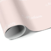 Chic Blush Pink benutzerdefinierte Skriptname Text Geschenkpapier (Rolleneckpunkt)