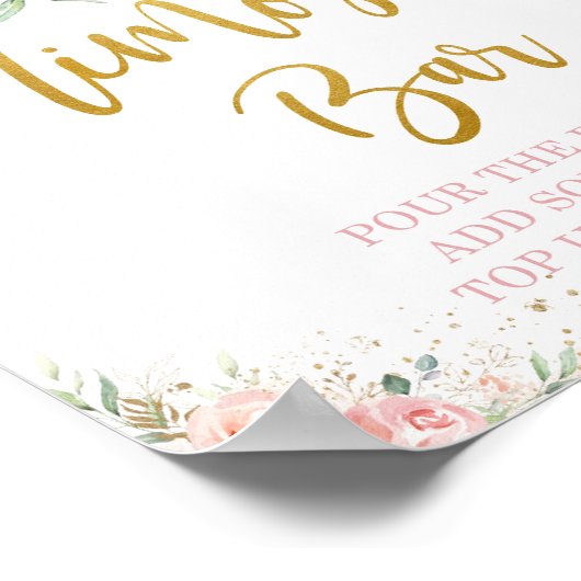 Chic Blush Pink Bläsernte Mimosa Bar Bubbly Drink Poster (Ecke)