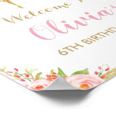 Chic Blush Pink Blues Fairy Geburtstag Willkommen Poster (Ecke)