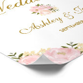 Chic Blush Pink Blues Hochzeitsposter Begrüßungsze Poster (Ecke)