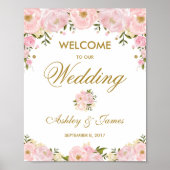 Chic Blush Pink Blues Hochzeitsposter Begrüßungsze Poster (Vorne)
