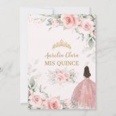 Chic Blush Pink Blues Prinzessin Crown Quinceañera Einladung (Rückseite)