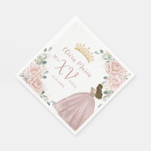 Chic Blush Pink Blues Prinzessin Dress Quinceañera Serviette (Ecke)