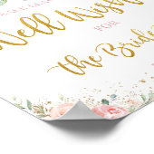 Chic Blush Pink Blumen Brunnen wünscht Braut sein Poster (Ecke)