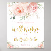 Chic Blush Pink Blumen Brunnen wünscht Braut sein Poster (Vorne)