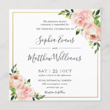 Chic Blush Pink Blumengrün Gold Hochzeit